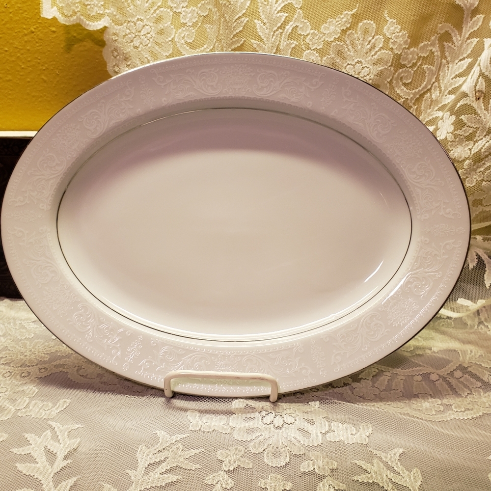 Vtg Platter Salem China Translucent Lace Bouquet - Picture 3 of 5